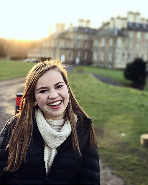 Abby Fawcett said studying at Scotland’s Dalkeith House, background, and studying abroad “changed me as an individual.”